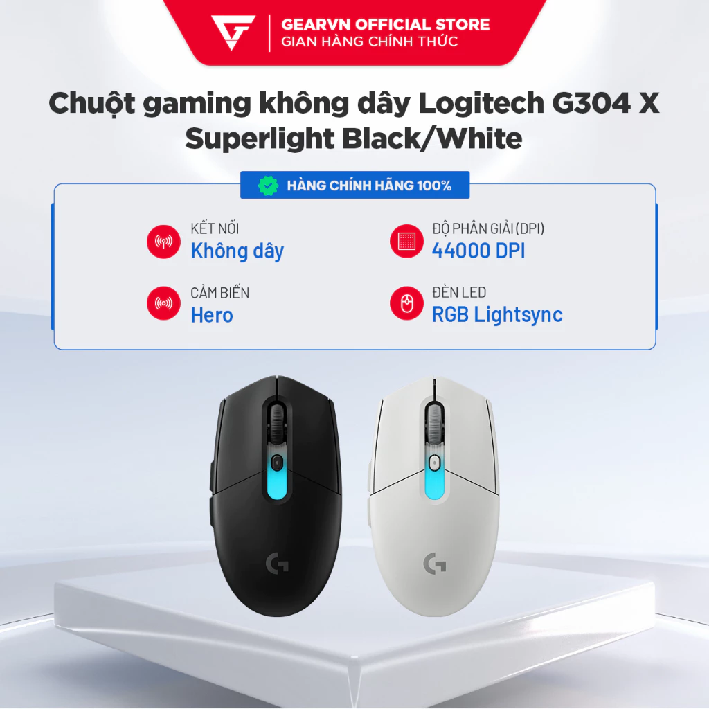 Chuột gaming không dây LOGITECH G304 X SUPERLIGHT Black/White - 44K DPI - Tùy chỉnh G HUB - Lightspeed BH 24 Tháng