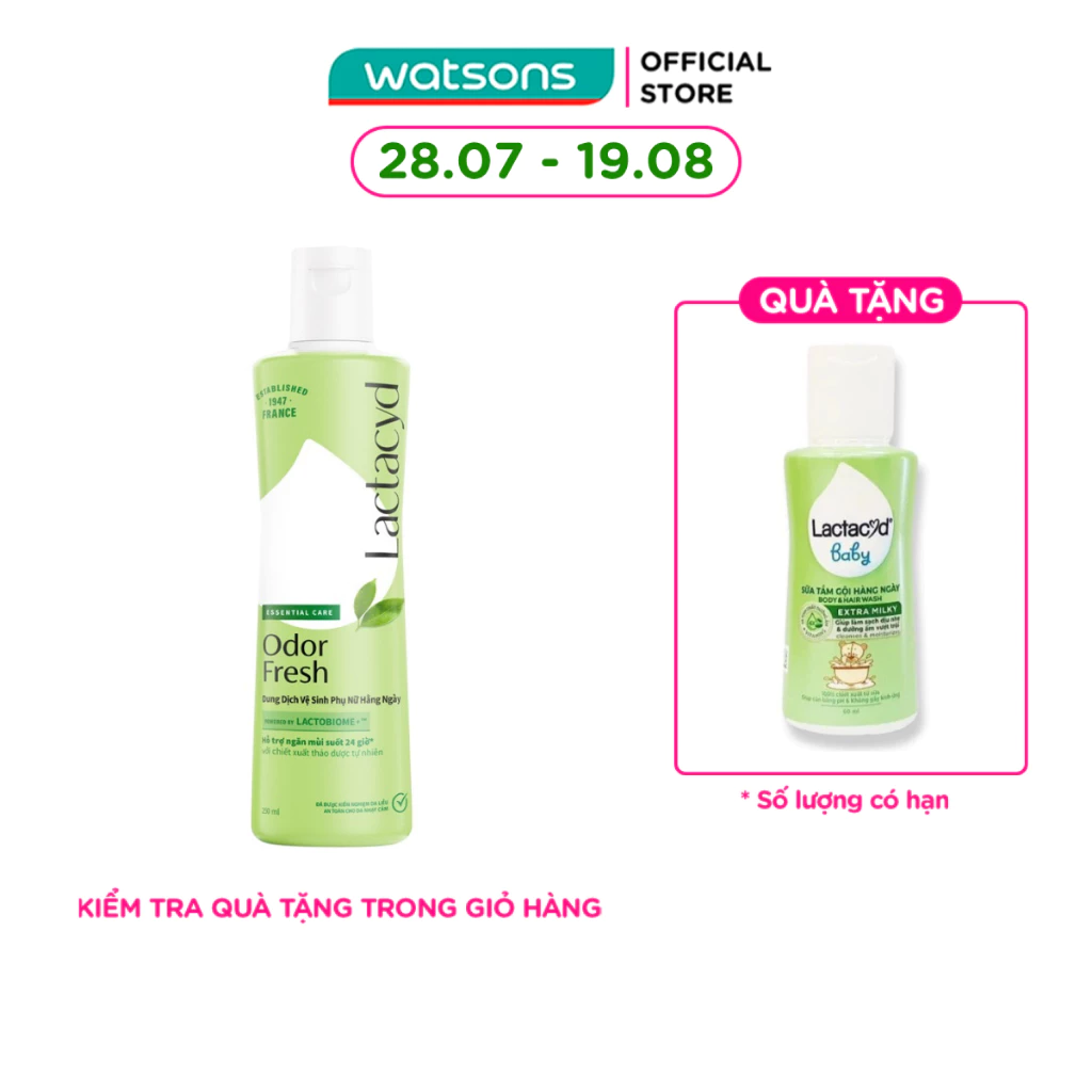 Dung Dịch Vệ Sinh Phụ Nữ Lactacyd Từ Lá Trầu Không&Nước Hoa Hồng Ngày Dài Tươi Mát Ngăn Mùi 24h 250ml