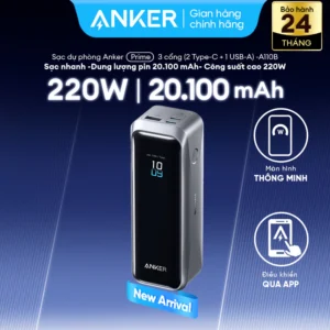Sạc dự phòng Anker Prime 20.100mAh 220W | 3 cổng 2C1A | Hỗ trợ màn hình & App | Dành cho Laptop - A110B