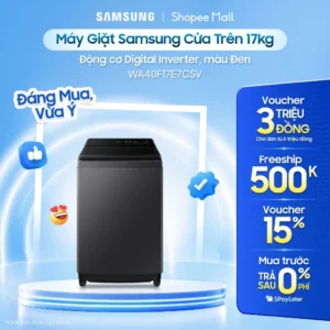Máy Giặt Samsung Cửa Trên WA40F17E7CSV 17kg - Động cơ Digital Inverter, màu Đen