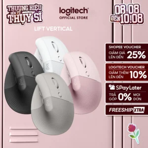Chuột công thái học không dây Logitech Lift Vertical - Bluetooth | USB, giảm ồn, Win/ Mac