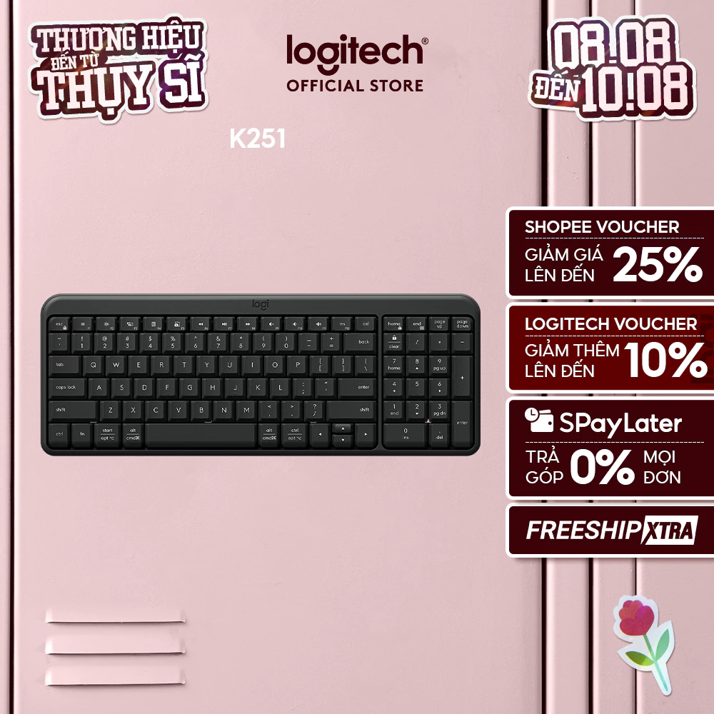 Bàn phím không dây Bluetooth Logitech K251 - Dễ kết nối, dễ thiết lập, thiết kế nhỏ gọn