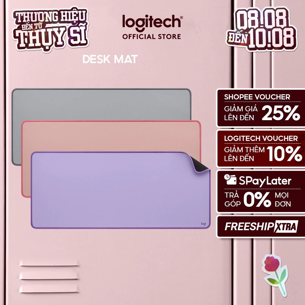 Bàn di chuột cỡ lớn Logitech Desk Mat - Đế chống trượt, lướt dễ dàng, chống đổ tràn