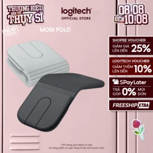 Logitech Mobi Fold - Chuột du lịch di động, Nhỏ và nhẹ, Cuộn cảm ứng, Nhấp im lặng, 4K DPI, Bluetooth