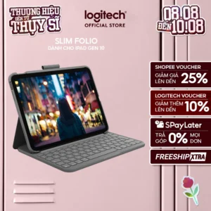 Bao da case kèm phím Logitech Slim Folio dành cho iPad Gen 10 (10.9 inch) & iPad A16 - Bluetooth, Pin 3 năm