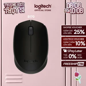 Chuột không dây Logitech B170 - USB, nhỏ gọn, thuận cả 2 tay, phù hợp PC/Laptop