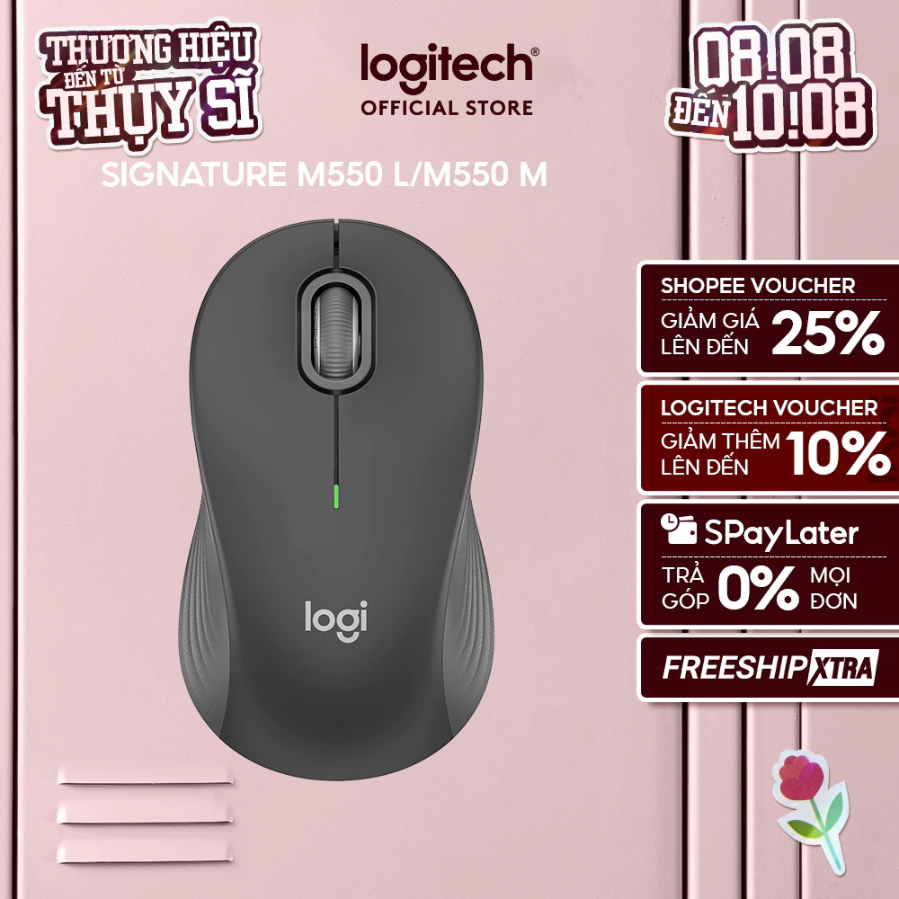 Chuột không dây Bluetooth Logitech M550 Signature - SmartWheel, giảm ồn, 4000DPI, Đa thiết bị