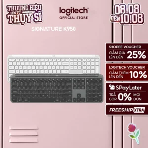 Bàn phím không dây Logitech K950 Signature Slim - Kết nối đa thiết bị, Gõ yên tĩnh, Bluetooth