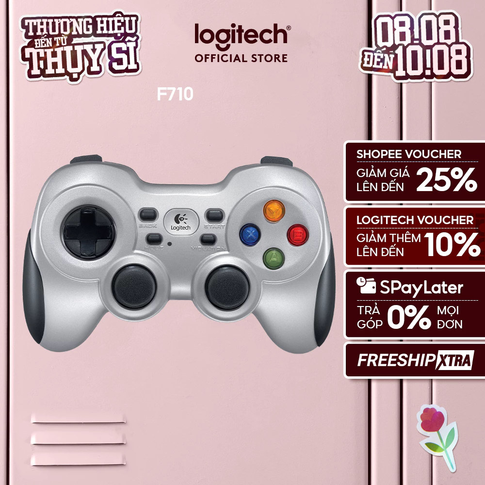 Tay cầm chơi gaming console không dây Logitech F710 - USB 2.4Ghz, 4 phím di chuyển D-Pad