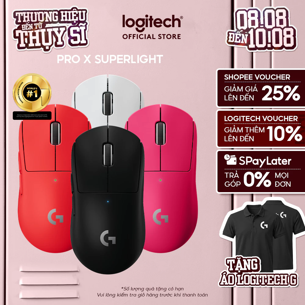 Chuột gaming không dây Logitech G Pro X Superlight - Siêu nhẹ, 5 nút lập trình, pin lâu