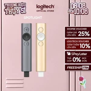 Bút trình chiếu không dây 30m Logitech Spotlight - Bluetooth, USB, phóng to để nhấn mạnh
