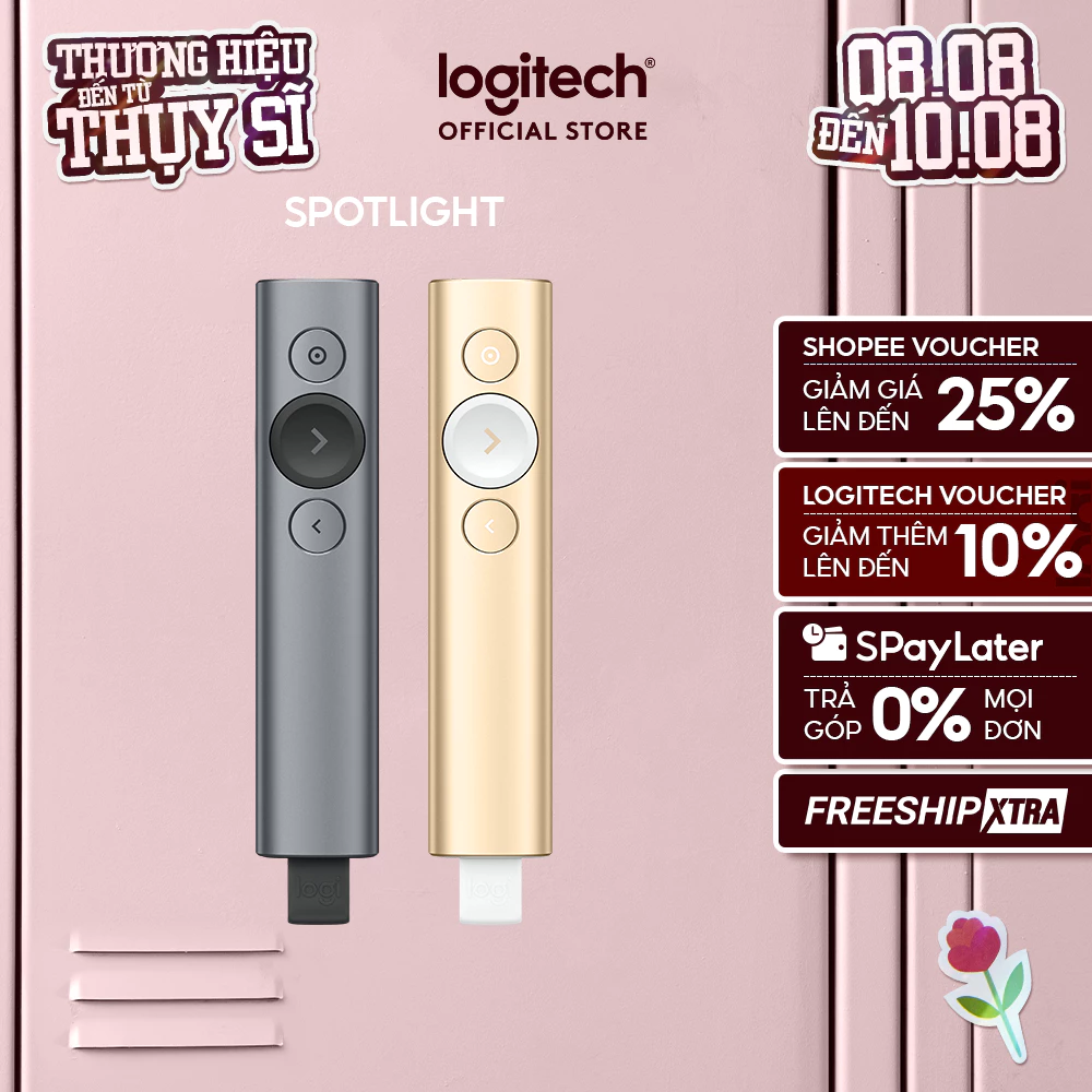 Bút trình chiếu không dây 30m Logitech Spotlight - Bluetooth, USB, phóng to để nhấn mạnh