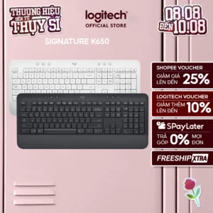 Bàn Phím Không Dây Logitech Signature K650 - Bàn phím số phụ, gác tay tích hợp, Bluetooth & USB Bolt