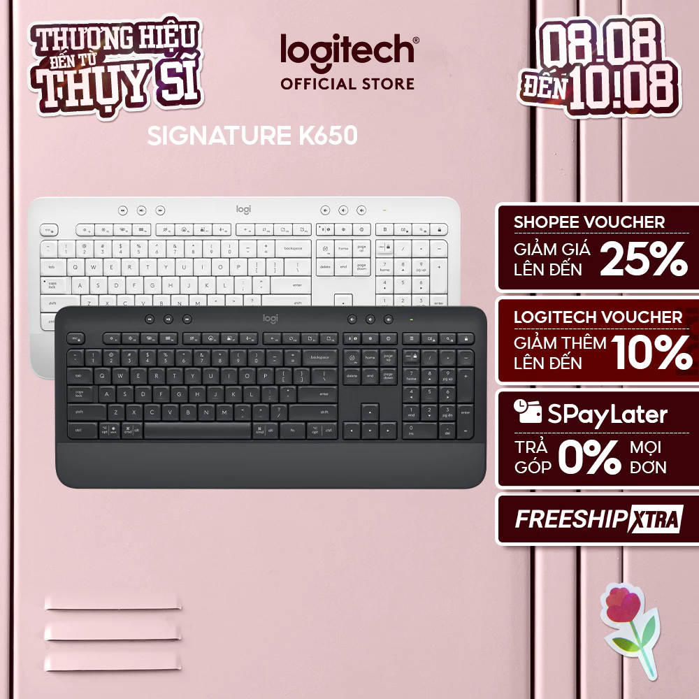 Bàn Phím Không Dây Logitech Signature K650 - Bàn phím số phụ, gác tay tích hợp, Bluetooth & USB Bolt