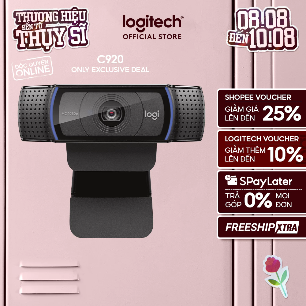 Webcam Logitech C920 Pro Full HD 1080p 30FPS - mic kép to rõ, tự động lấy nét HD