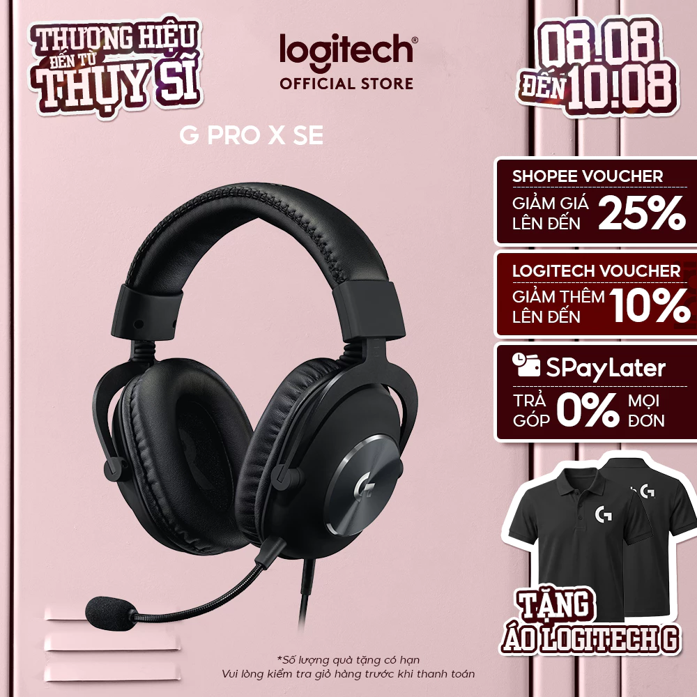 Tai nghe gaming có dây Logitech G Pro X SE, Mic tháo rời, âm vòm 7.1,đệm Memory Foam, màn loa 50 mm