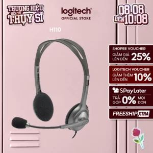 Tai nghe chụp tai Logitech H110 - 2 jack 3.5mm, Mic khử giảm tiếng ồn, âm thanh nổi