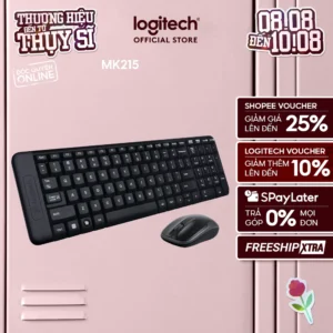 Combo chuột phím không dây Logitech MK215 - nhỏ gọn, có phím số, 1 đầu thu USB