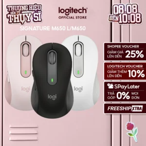 Chuột không dây bluetooth Logitech Signature M650 - SmartWheel, giảm ồn, tùy chỉnh các nút