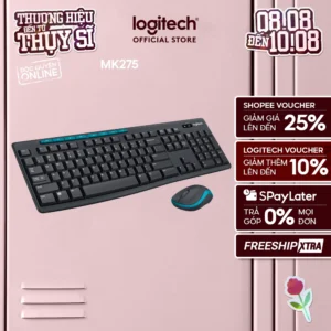Combo chuột phím không dây Logitech MK275 - Phím media & viền chuột nổi bật, 1 đầu USB