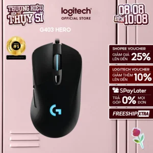 Chuột gaming có dây RGB Logitech G403 Hero - cảm biến 25k, công thái học, nhẹ 87g