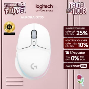 Chuột gaming không dây Logitech G705 Aurora - Bluetooth & LIGHTSPEED, RGB