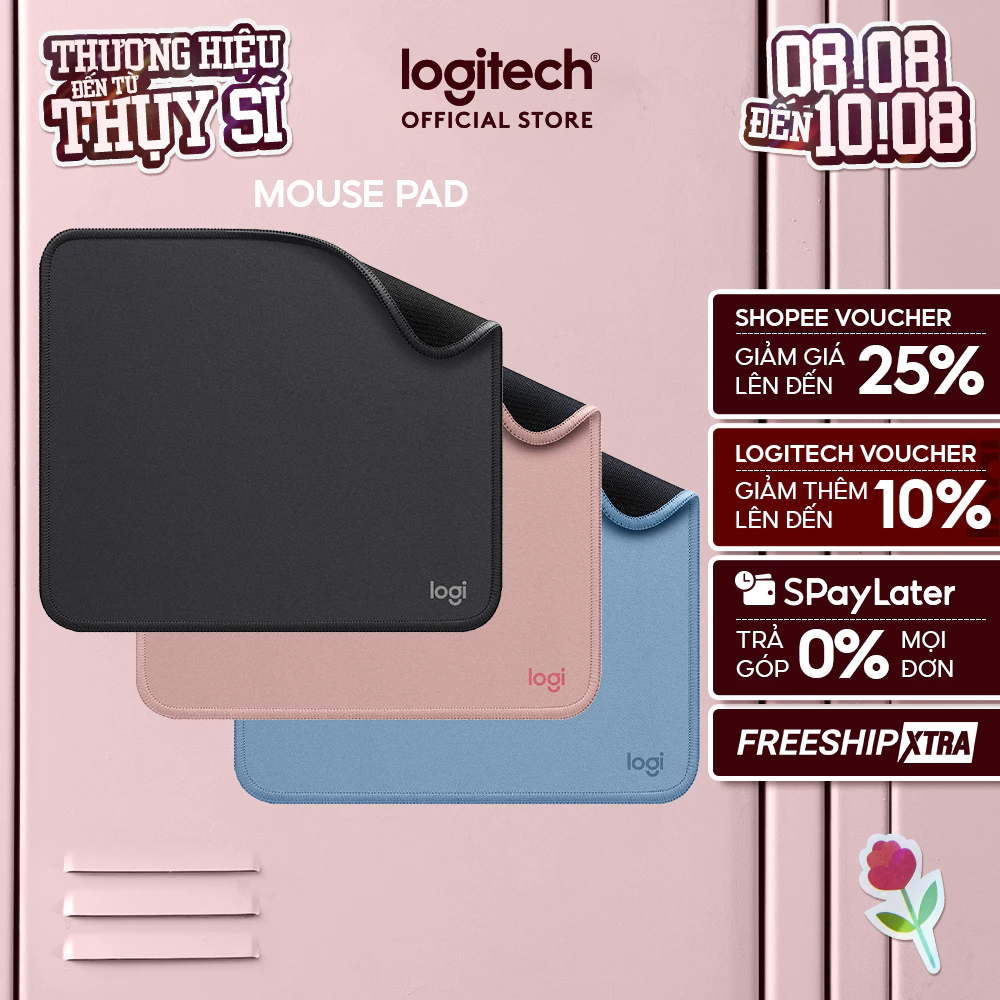 Bàn di chuột Logitech Mouse Pad Studio Series - Đế chống trượt, lướt dễ dàng, chống đổ tràn