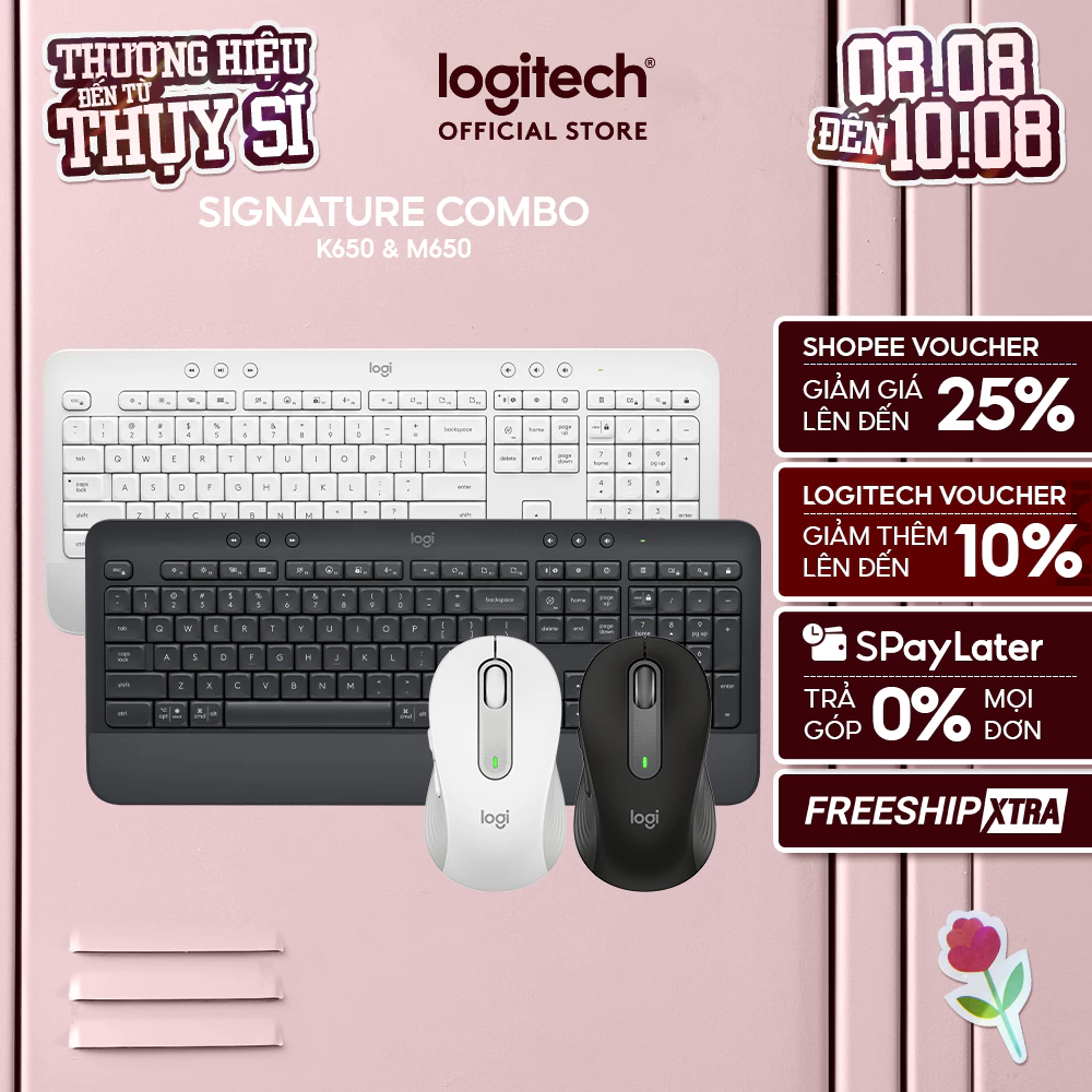 Combo Bàn phím Logitech K650 & Chuột Logitech M650 - Bluetooth, USB Bolt