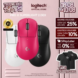 Chuột Gaming không dây Logitech G PRO X SUPERLIGHT 2 DEX LIGHTSPEED, Nhẹ 60g, Hero 2, 32k DPI, USB-C