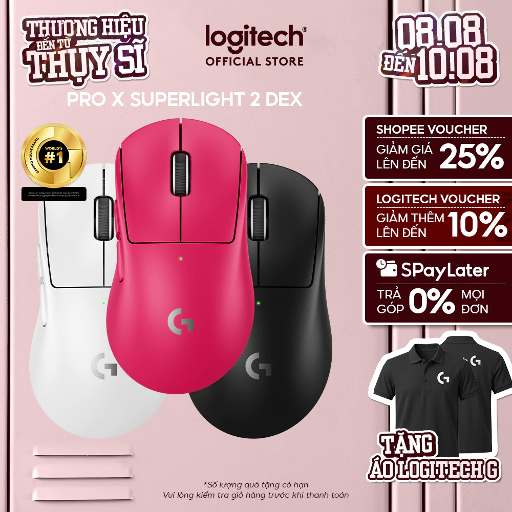 Chuột Gaming không dây Logitech G PRO X SUPERLIGHT 2 DEX LIGHTSPEED, Nhẹ 60g, Hero 2, 32k DPI, USB-C