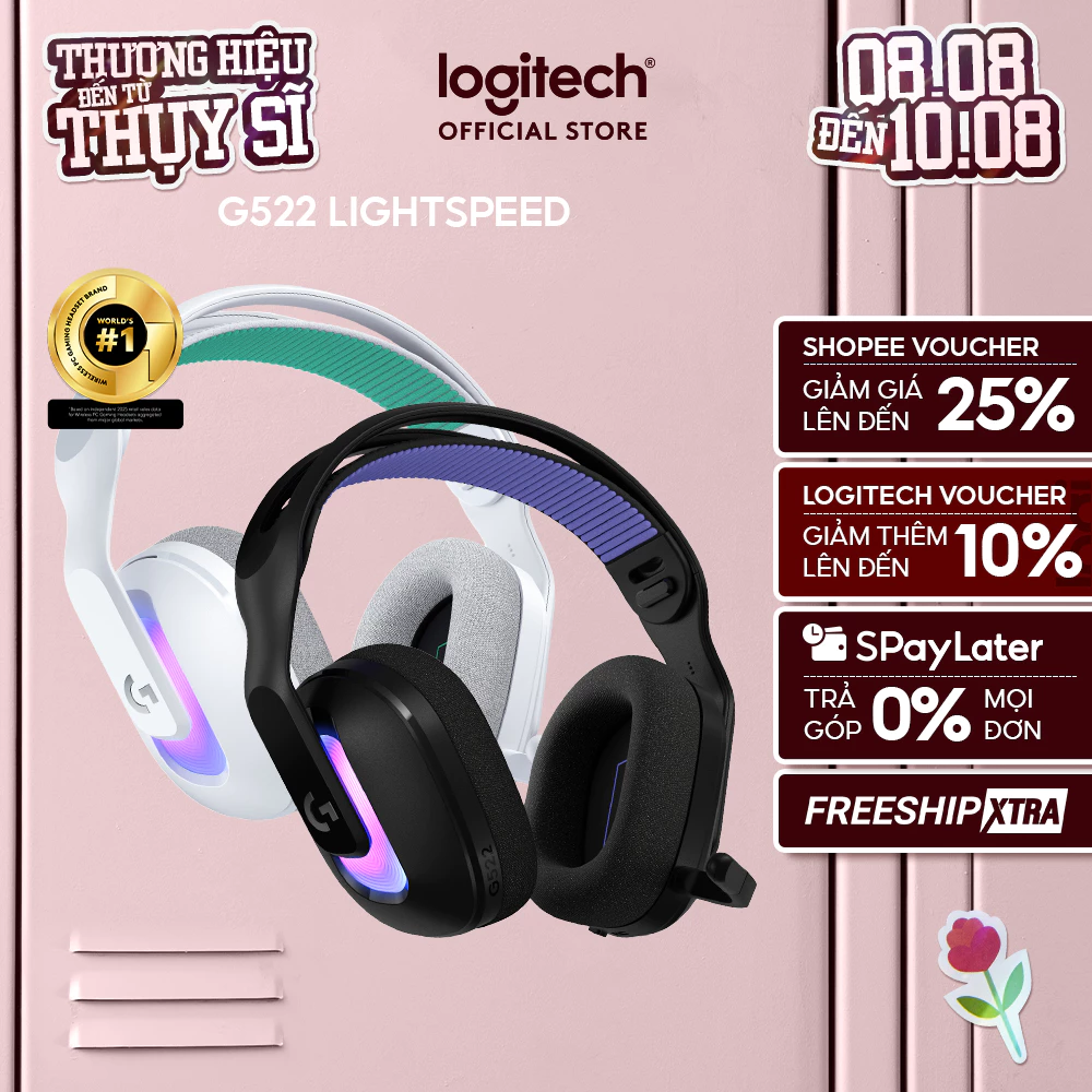 Tai nghe Gaming không dây Logitech G522 LIGHTSPEED - LIGHTSYNC RGB, Kết nối 3 chế độ