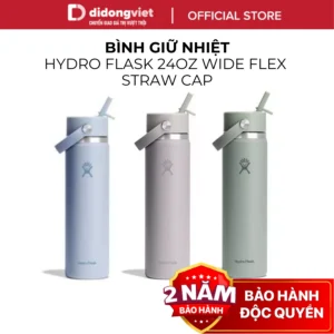 Bình Giữ Nhiệt Hydro Flask 24 OZ Wide Flex Straw Cap - Cao Cấp, An Toàn Cho Sức Khỏe - Hàng Chính Hãng