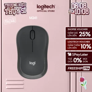 Chuột Bluetooth Logitech M241 Silent - Không dây, Nhỏ gọn, Tương thích Windows, macOS