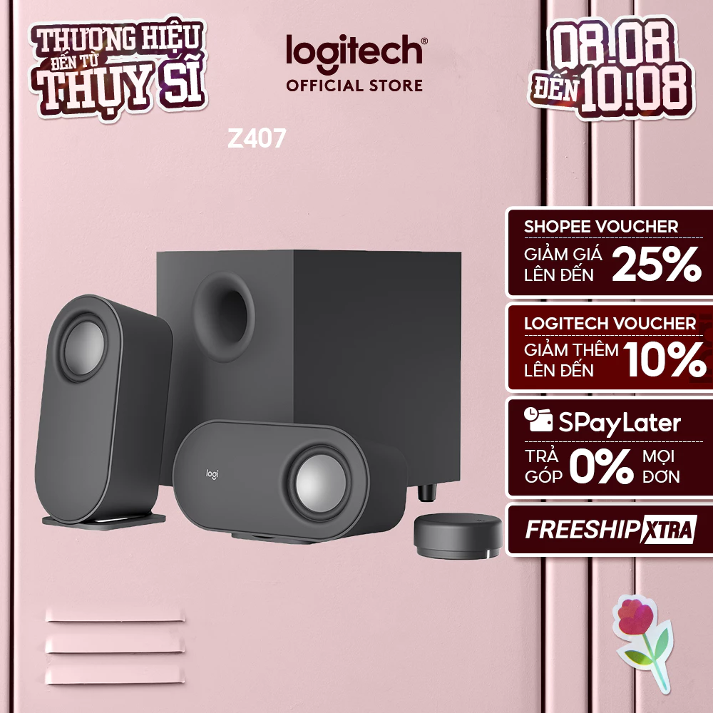 Loa máy tính Bluetooth Logitech Z407 - Đa kết nối (USB, AUX, Bluetooth), công suất 80W