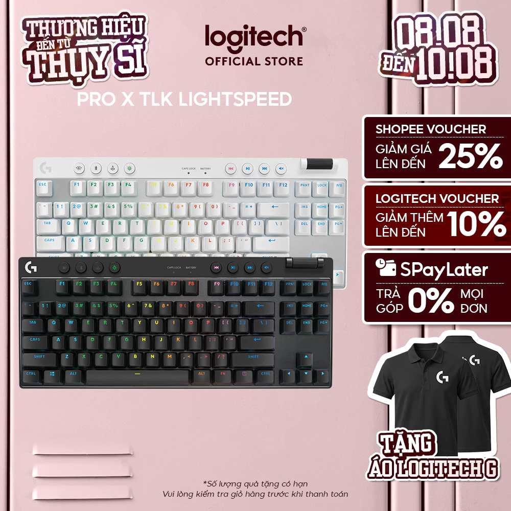 Bàn phím gaming không dây wireless Logitech G PRO X TKL Lightspeed RGB Switch GX Tactile