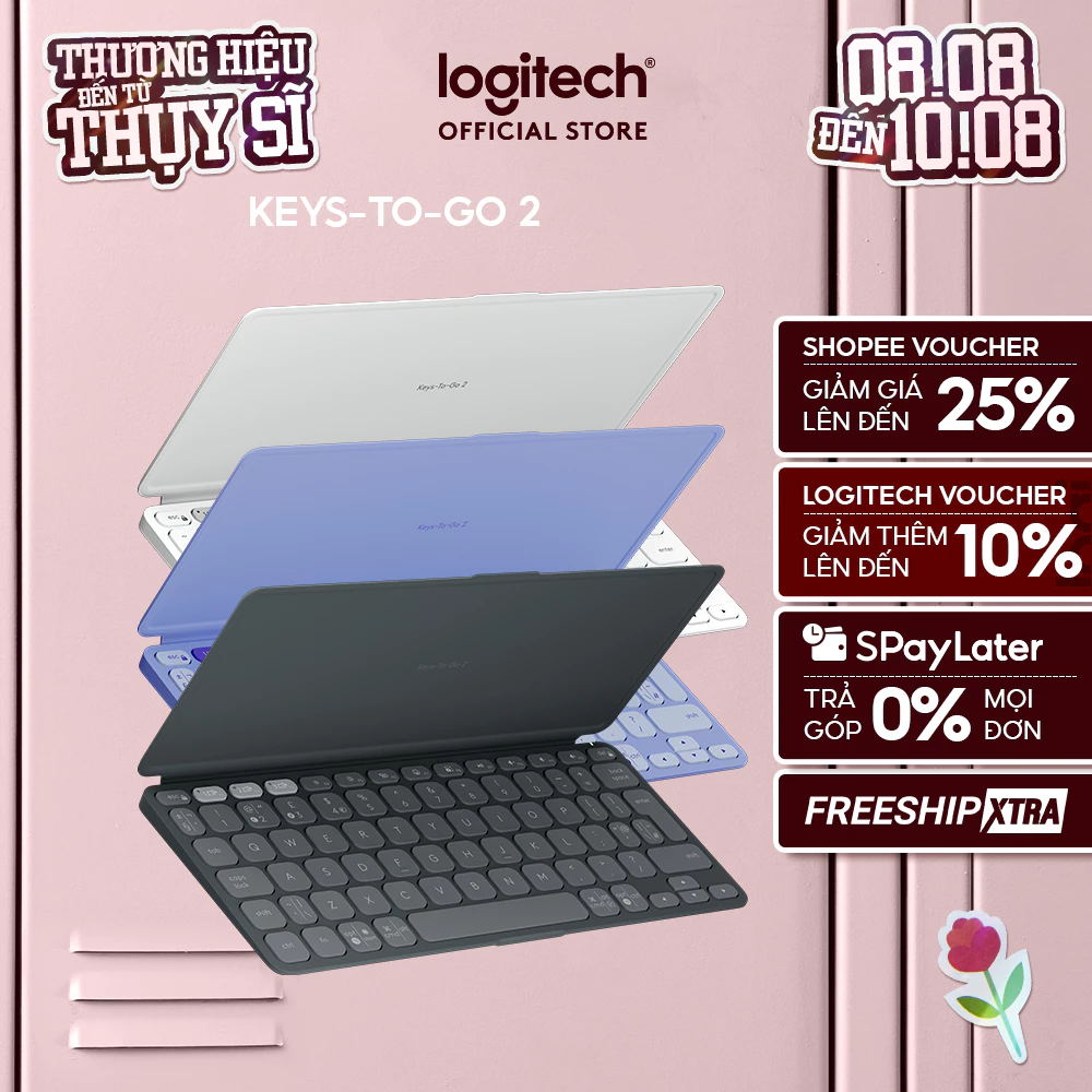 Bàn phím Bluetooth Logitech Keys To Go 2 - Siêu mỏng nhẹ 222g, đa thiết bị, Win | macOS
