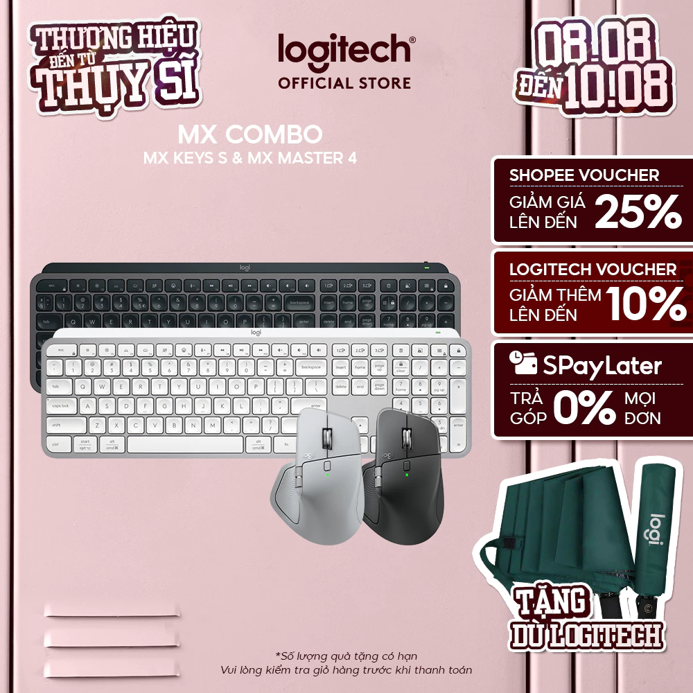 Combo Bàn phím Logitech MX Keys S và Chuột MX Master 4 - sạc USB-C, chiếu sáng nền, mac OS | Win, phản hồi xúc giác