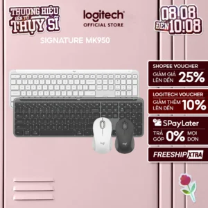 Combo Chuột & Bàn phím Signature Slim Logitech MK950 - Yên tĩnh, Đa thiết bị, Bluetooth 5.0