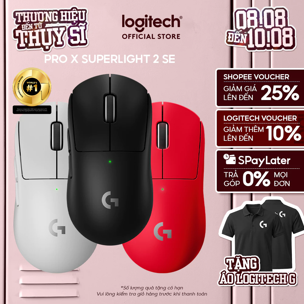 Chuột gaming không dây Logitech G PRO X SUPERLIGHT 2 SE - Chuẩn Pro-grade, nặng 60g, 5 nút lập trình, sạc USB-C