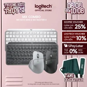 Combo Bàn phím Logitech MX Keys Mini và Chuột MX Master 4 - sạc USB-C, chiếu sáng nền, mac OS | Win, phản hồi xúc giác