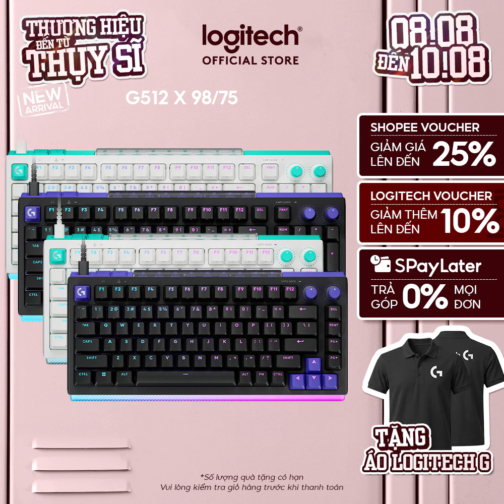 Bàn phím Cơ Gaming Logitech G512 X 75 | 98 DUAL SWAP - Analog TMR, tần số 8K, tùy chỉnh 0,1-4,0mm, RAPID TRIGGER