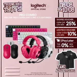 Combo Logitech G PRO Gaming Bàn phím Logitech G Pro X 60, Tai nghe G Pro X 2 Lightspeed, Chuột G Pro X Superlight 2