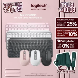 Combo Bàn phím và chuột Logitech MX Keys Mini & Logitech MX Anywhere 3S - Sạc nhanh USB-C, Nhỏ gọn