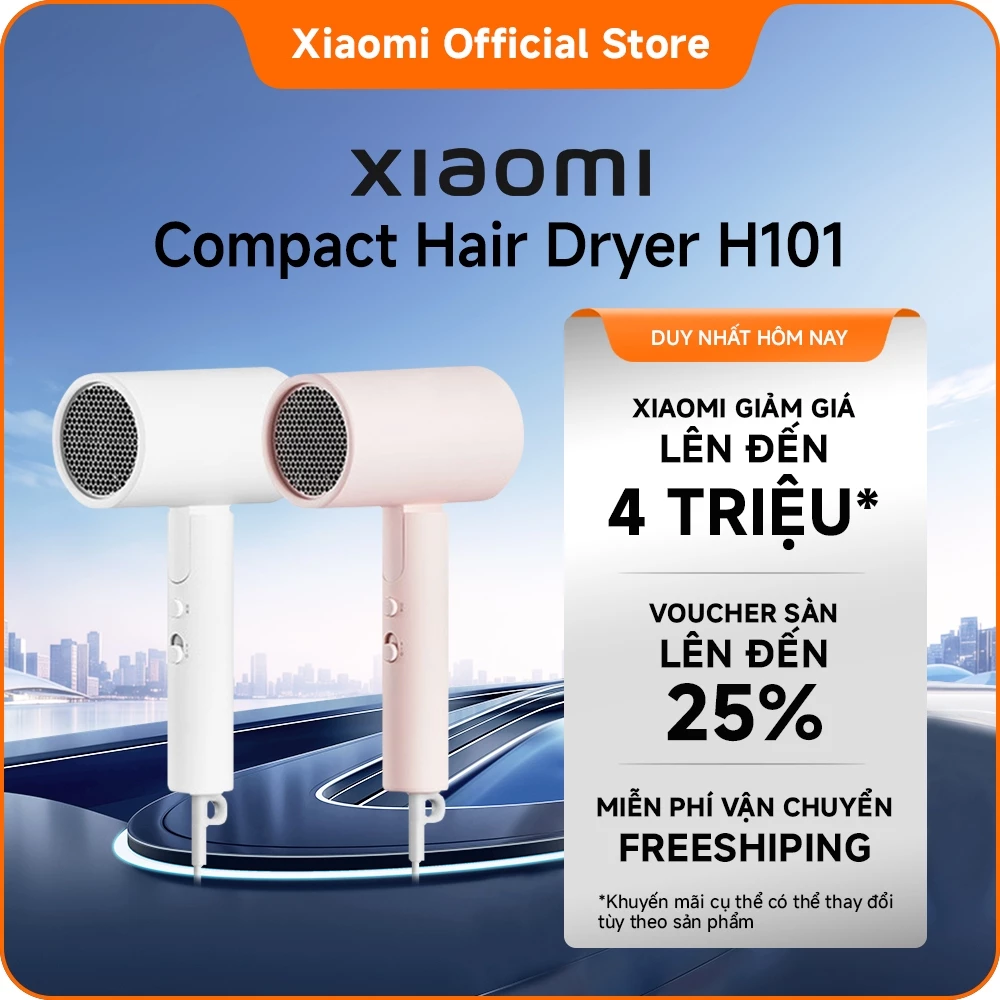 Xiaomi Compact Hair Dryer H101|Nhỏ gọn và có thể gập lại|Luồng khí cao 15m/giây*|50 triệu* ion âm|Nhiều chế độ luồng khí