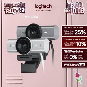Webcam Logitech MX BRIO Ultra HD 4K - Hội họp & truyền trực tuyến, Mic kép giảm ồn, Show Mode, USB-C