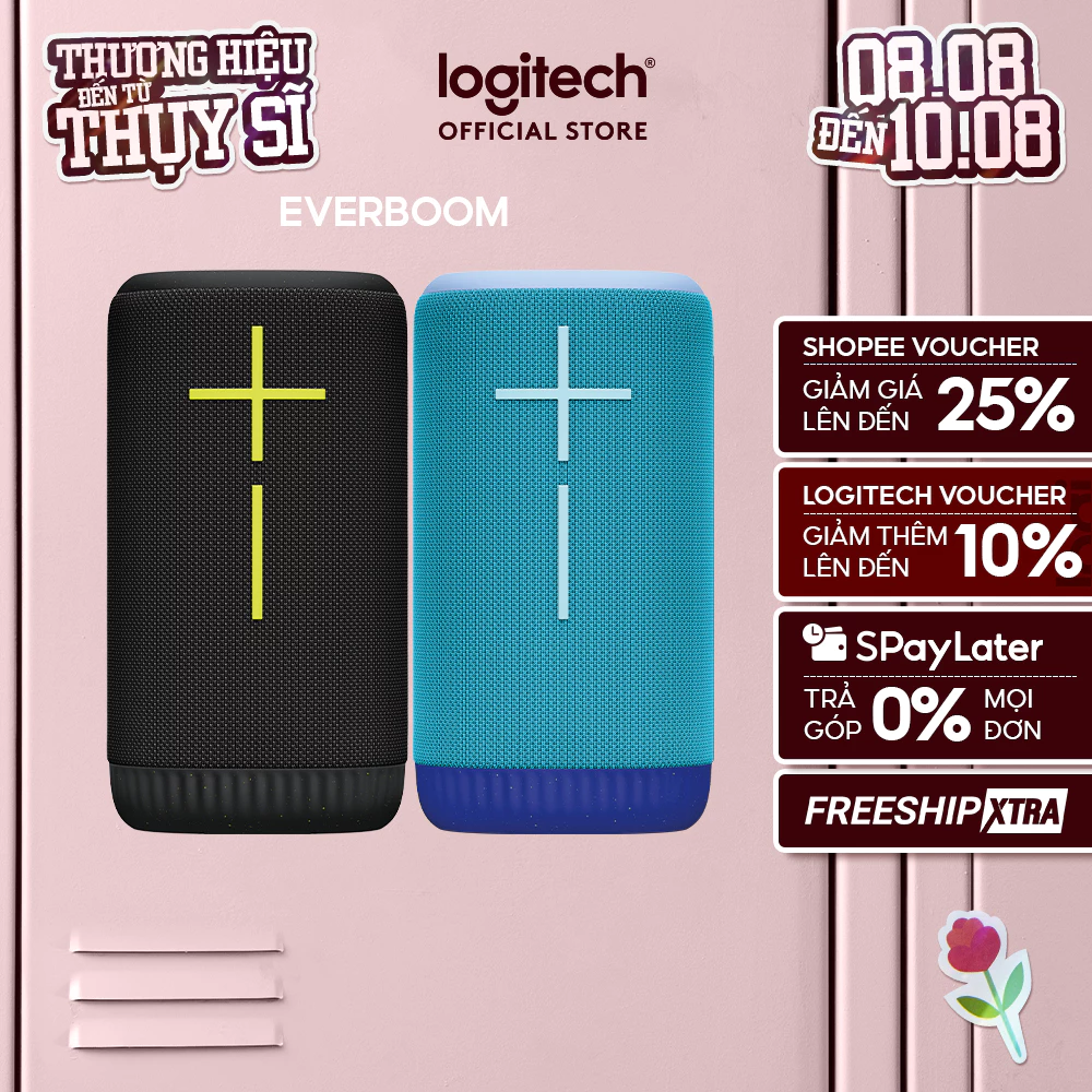 Loa di động Bluetooth Logitech Ultimate Ears EVERBOOM - Bass lớn 360o, Loa chống nước IP67, Pin đến 20 giờ