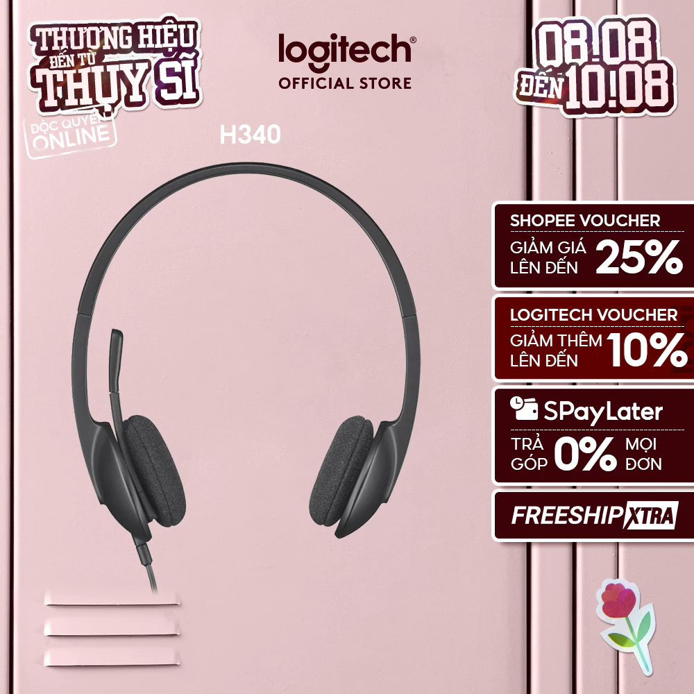 Tai nghe có dây Logitech H340 - Mic giảm ồn, kết nối USB-A