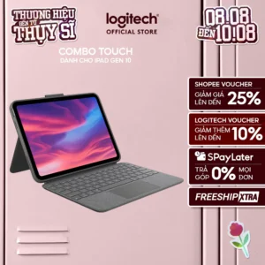 Bao da case kèm phím Logitech Combo Touch dành cho iPad Gen 10 (10.9 inch) - Tháo rời Trackpad