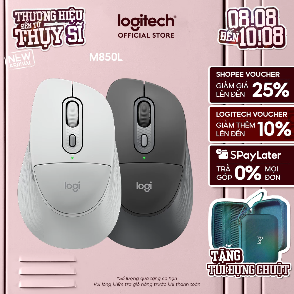 Chuột Bluetooth Logitech Signature Comfort Plus M850 L - Đệm tay êm ái, Quiet click, pin lâu, tương thích Windows OS