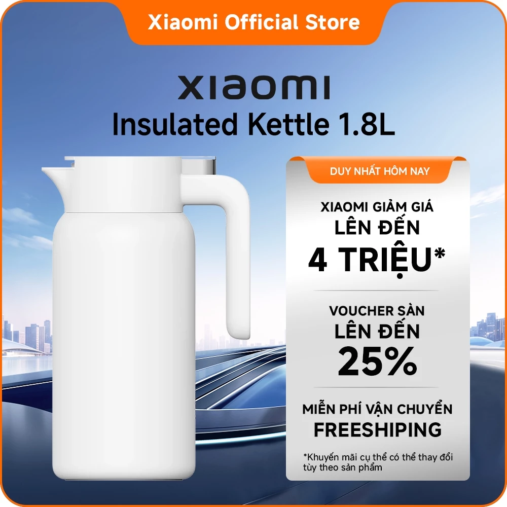 Xiaomi Insulated Kettle 1.8L | Vòi rót chống chảy ngược | Khóa giữ nhiệt hiệu quả | Lớp trong bằng thép không gỉ 316L
